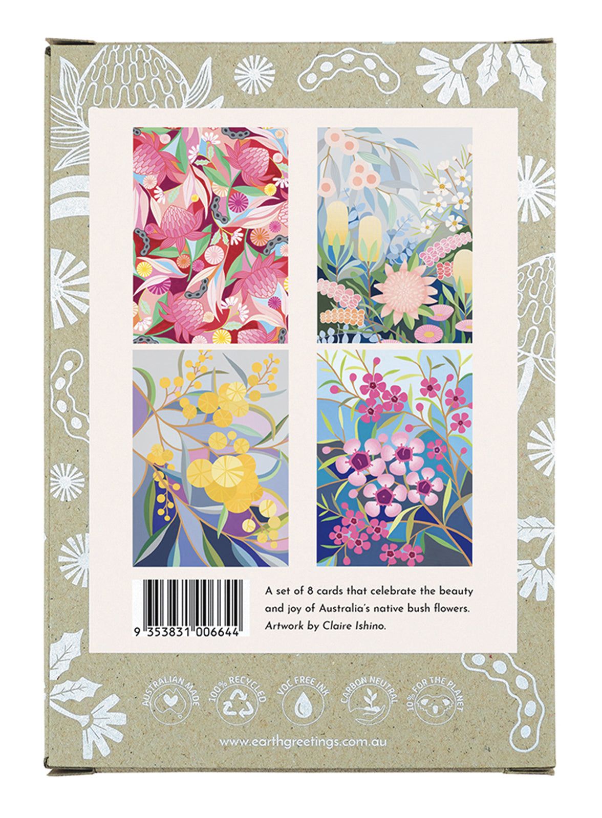 Bush Florals Assorted Greeting Cards - 8 Pack - Back of box
