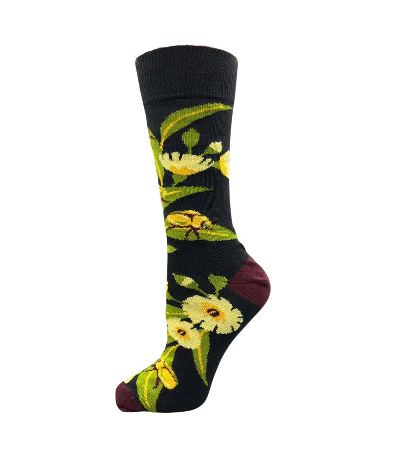 Eucalyptus Blossoms with Christmas Beetles Socks