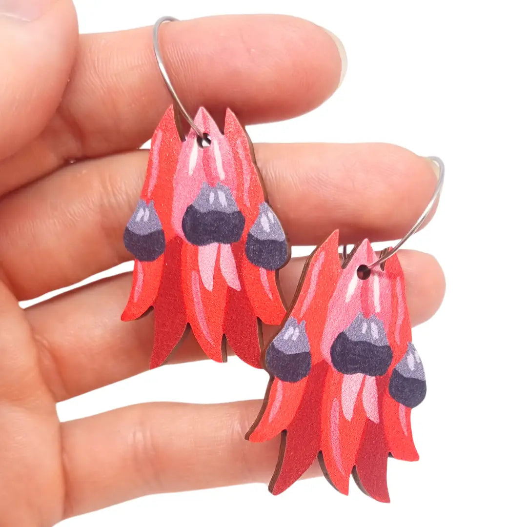 Sturt's Desert Pea Australian Wildflower Earrings