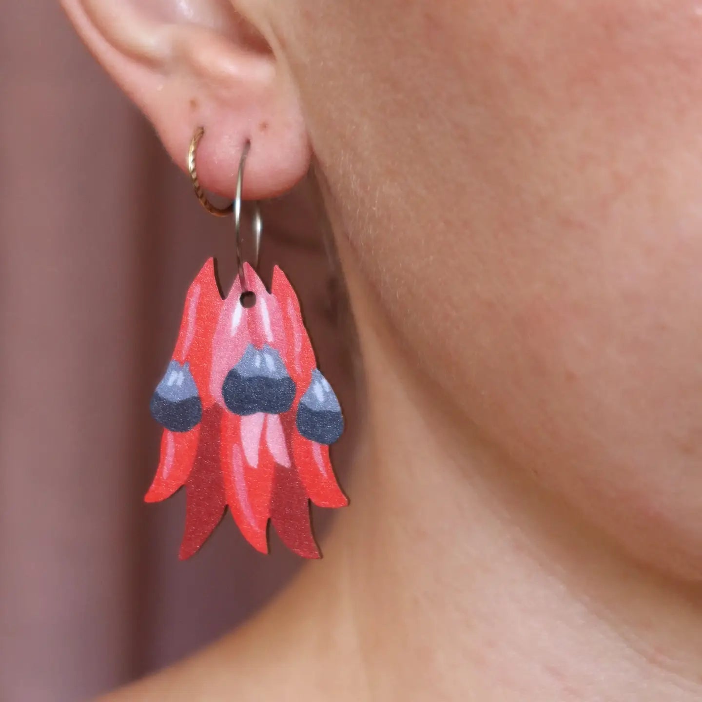 Sturt's Desert Pea Australian Wildflower Earrings