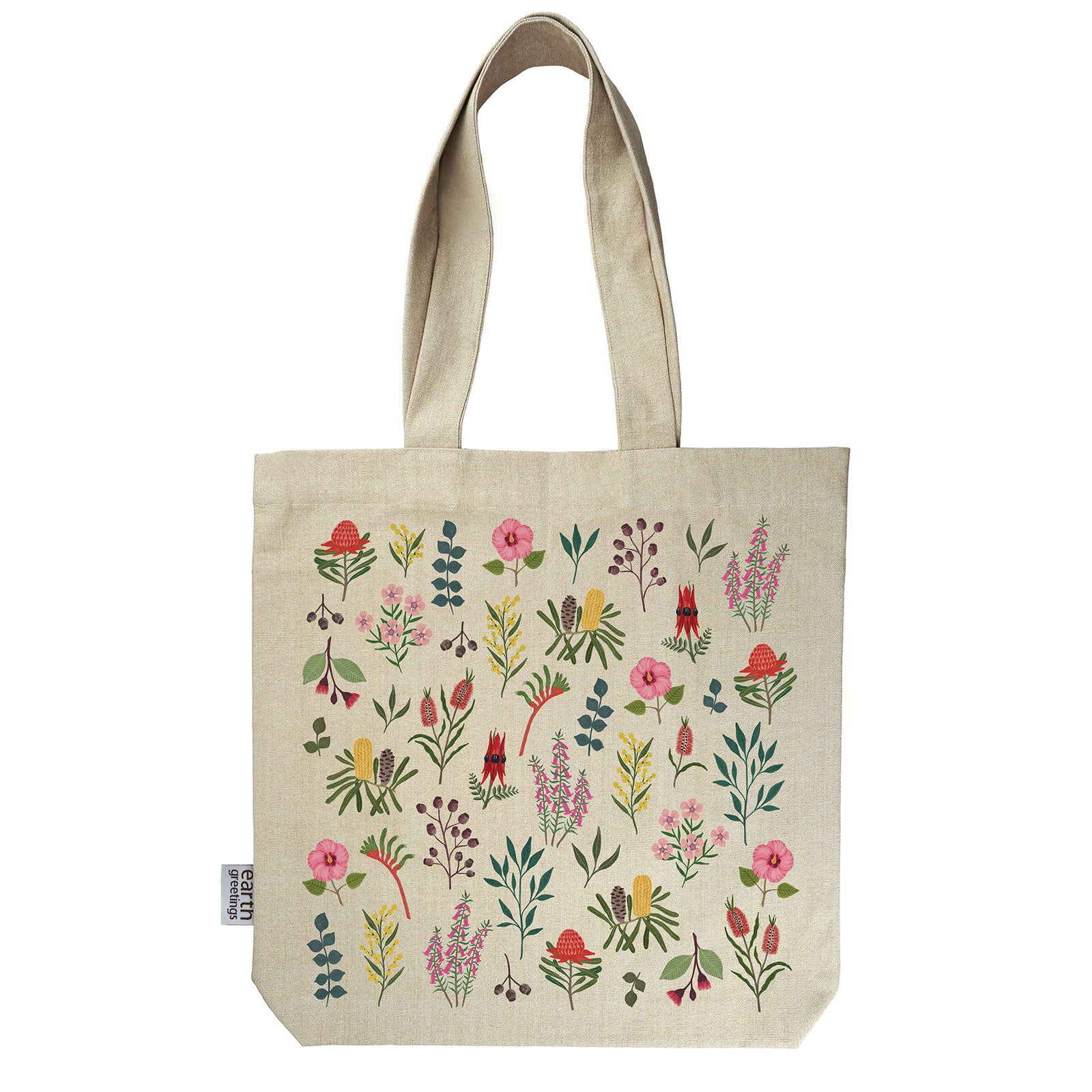 Organic Tote Bag With Pocket - Australian Wildflowers