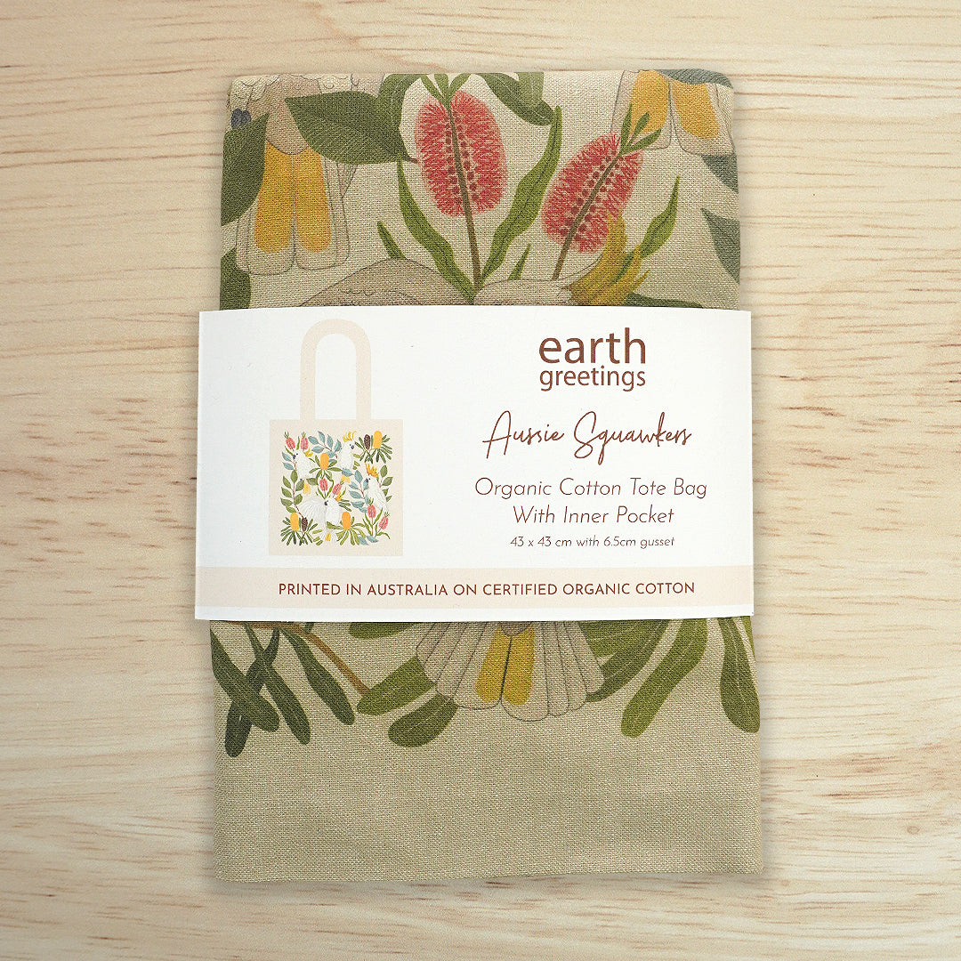 Organic Tote Bag With Pocket - Aussie Squawkers