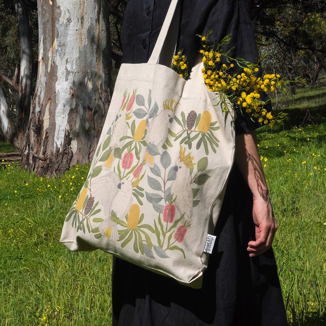 Organic Tote Bag With Pocket - Aussie Squawkers