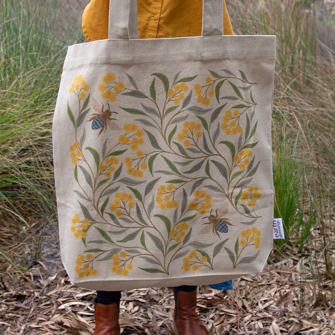 Tote Bag With Pocket - Wattle & Bee