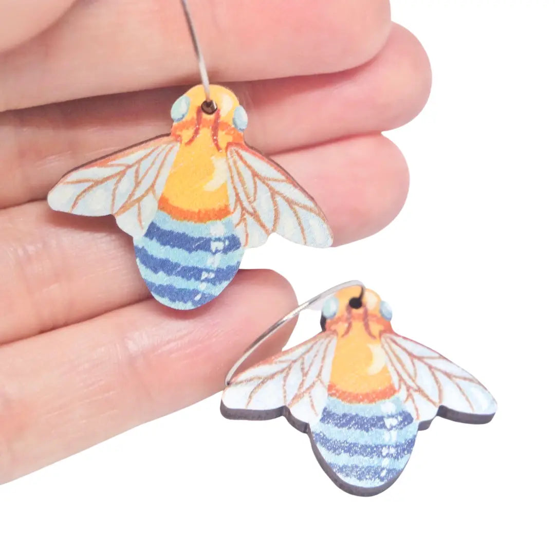 Blue Banded Australian Bee Earrings