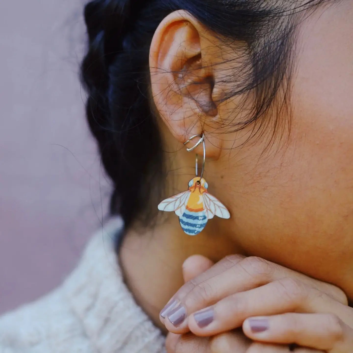 Blue Banded Australian Bee Earrings