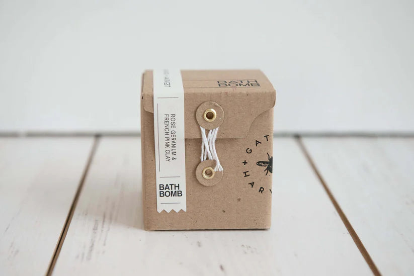 Natural Vegan Bath Bomb - Rose Geranium & French Pink Clay