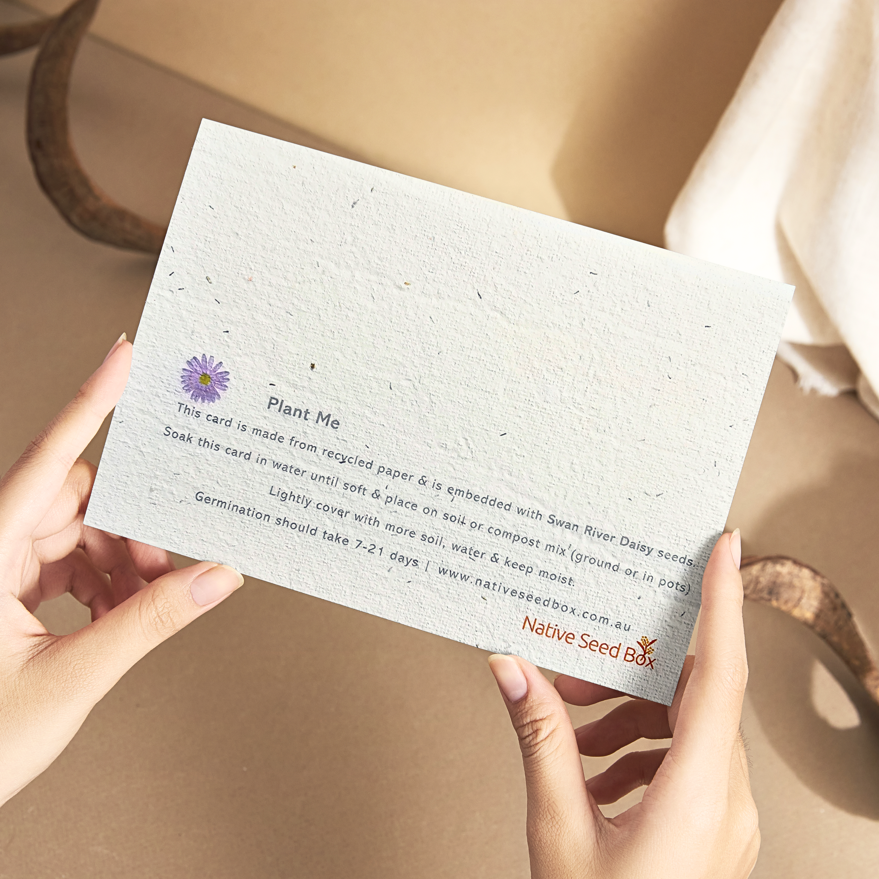 Plantable thank you card embedded with Australian native seeds