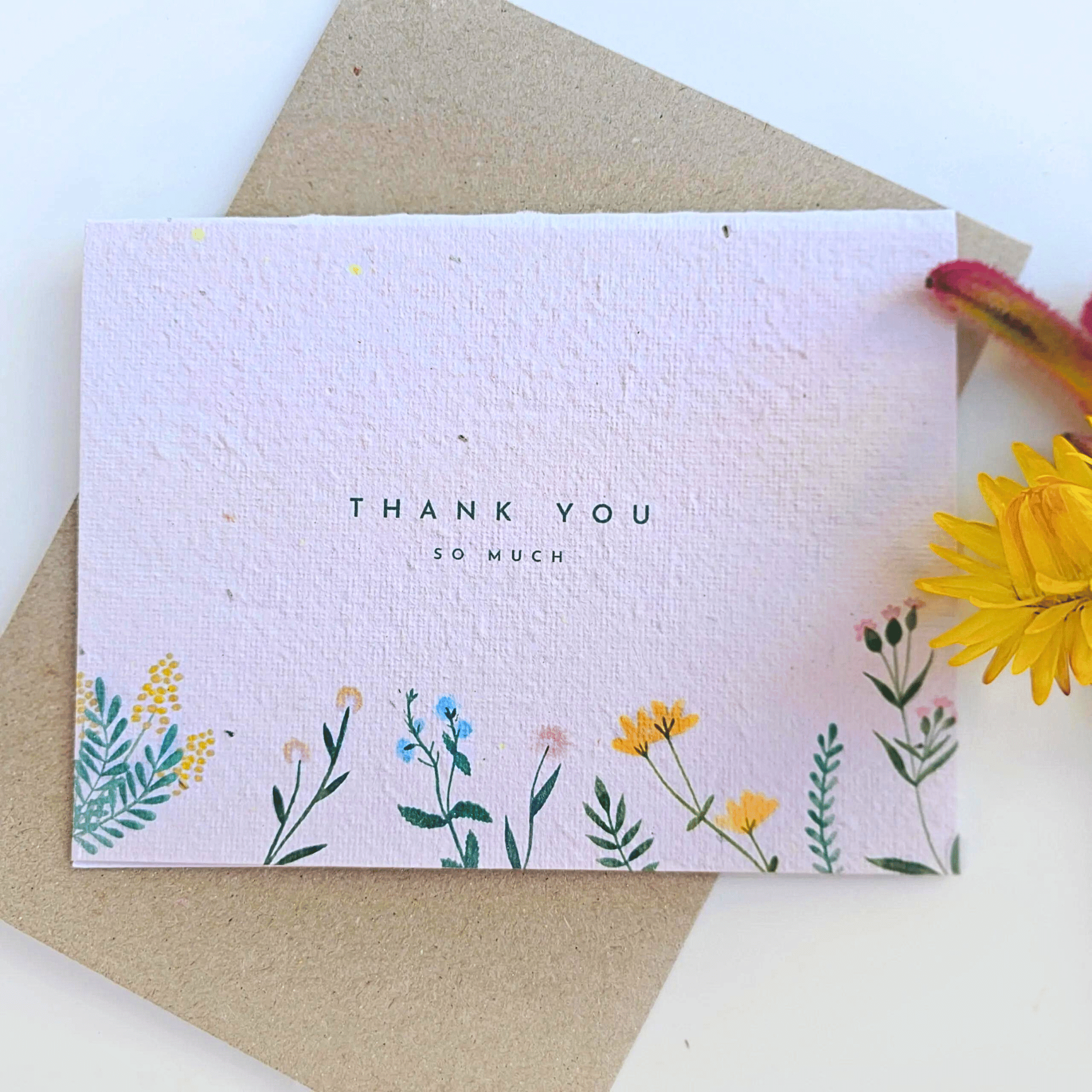 Plantable thank you card embedded with Australian native seeds