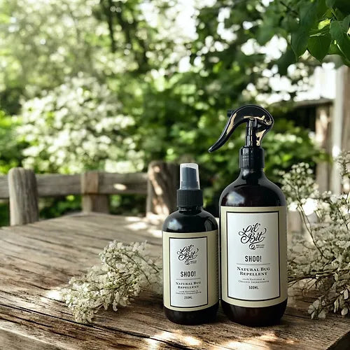 Shoo! Organic Insect Repellent 250ml and 500ml bottles