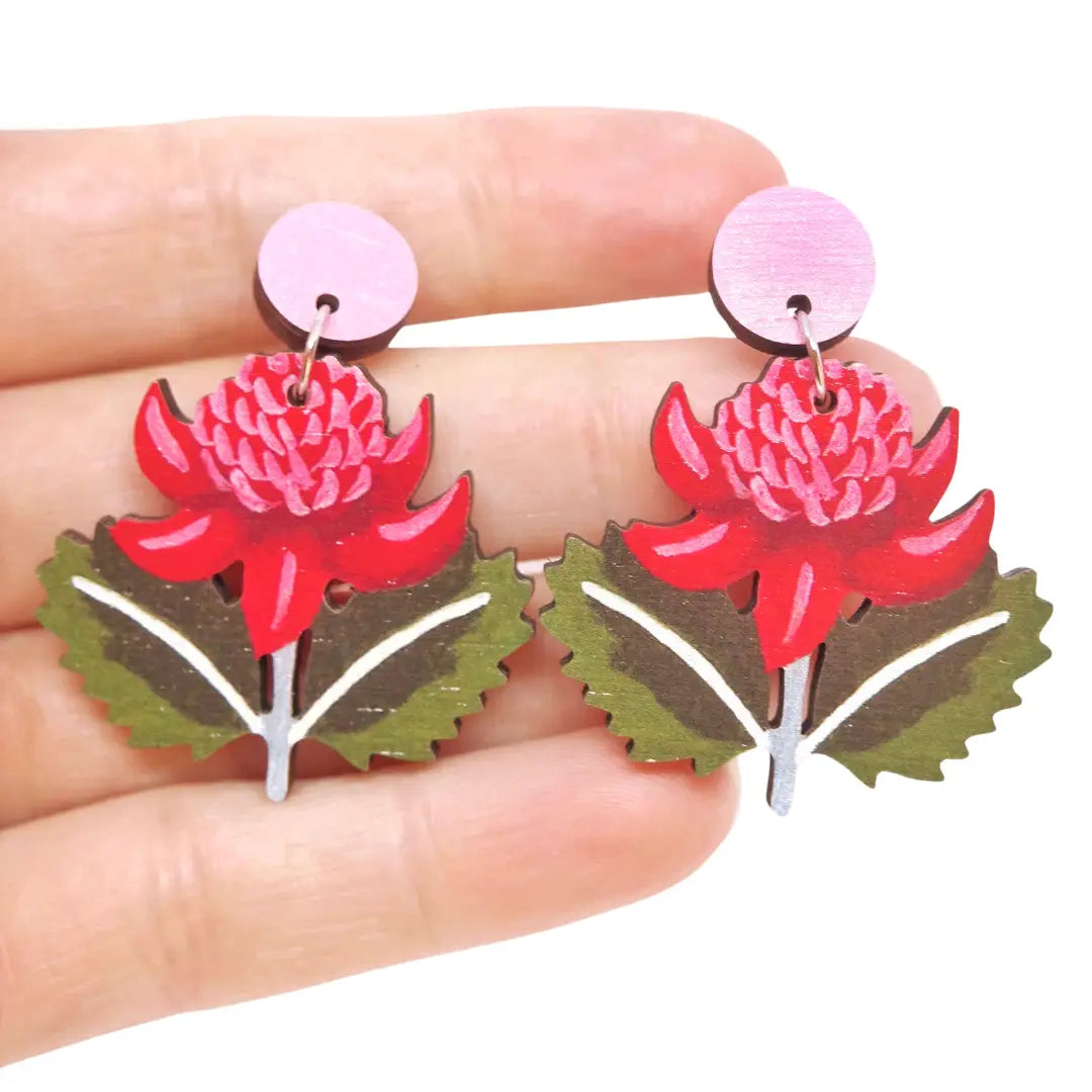 Waratah Australian Wildflower Earrings