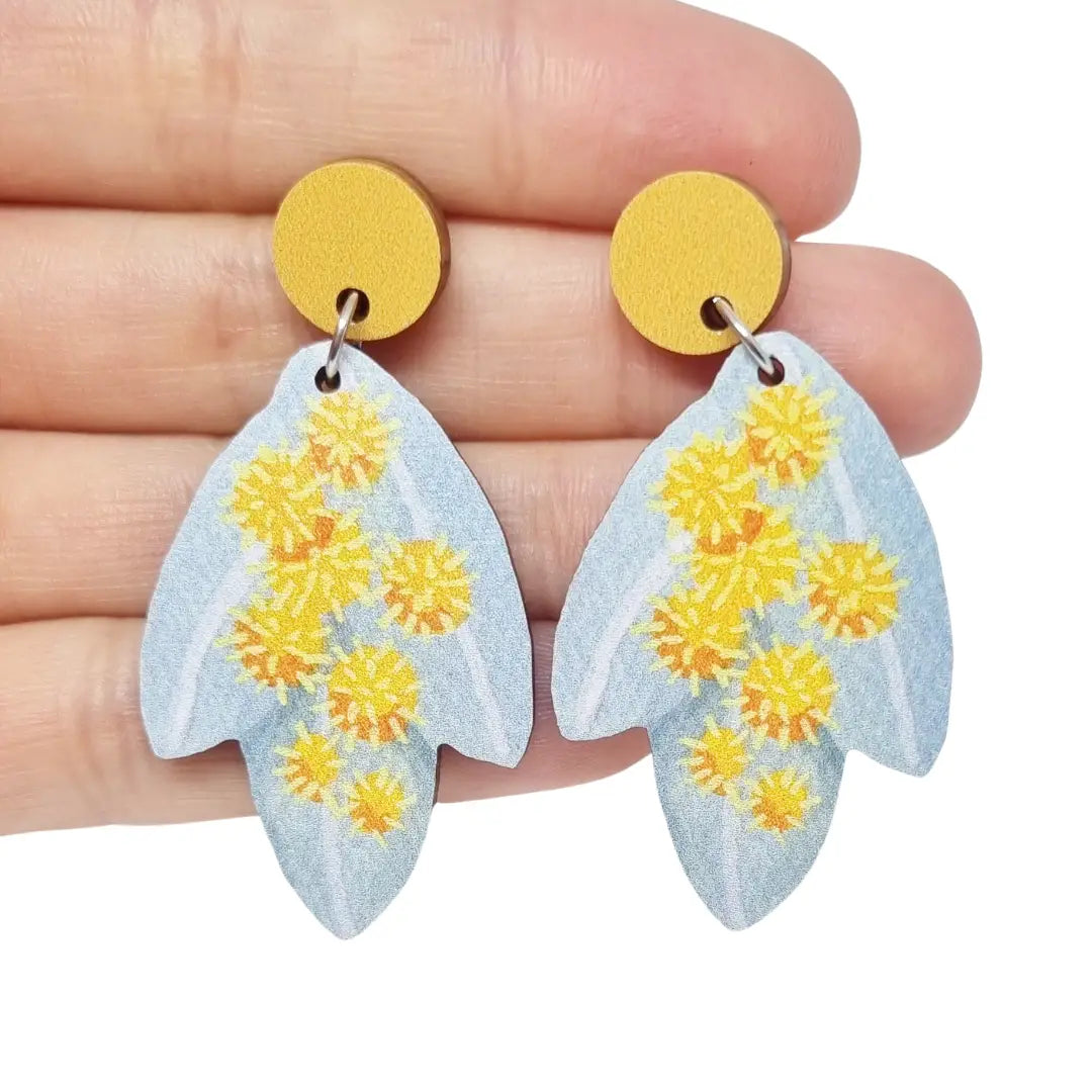 Silver Wattle Australian Wildflower Earrings